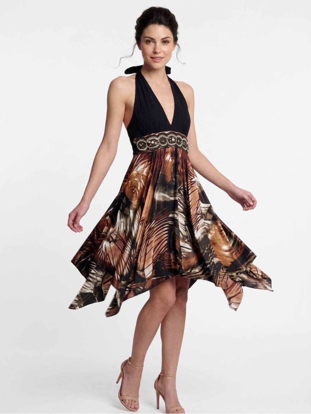 Chic Asymmetrical Dress in Brown